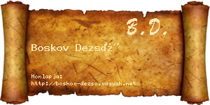 Boskov Dezső névjegykártya